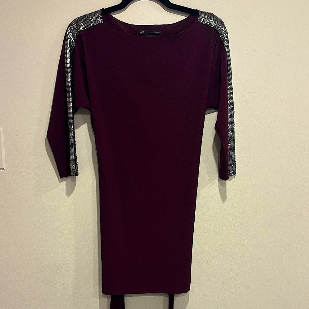 Armani Exchange Purple Dress with Silver Details